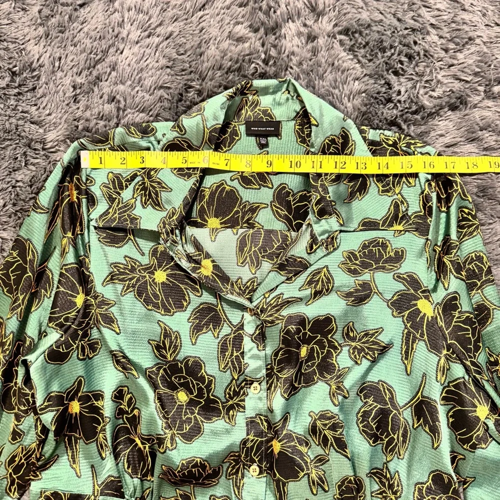 Who What Wear Green Floral Long Sleeve Dress - Picture 4 of 8